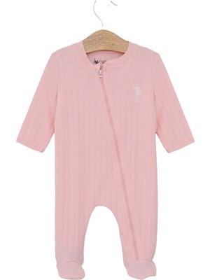 U.S. Polo Assn. Us Polo Kız Patikli Tulum - 2144US - Açık Pembe - 6 - 9 Ay Açık Pembe