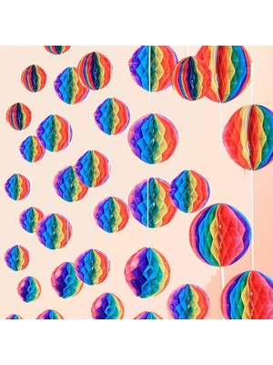 Ayder Timya Gökkuşağı Renkli 30 cm Rengarenk Kağıt Süs Fener 1 Adet TG/Tmya1395 208457