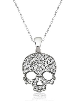 Costurera 925 Ayar Gümüş Kuru Kafa Kadın Gümüş Kolye