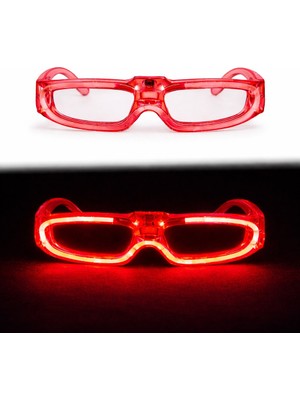 Epilons Kırmızı LED Işıklı Parti Gözlüğü 3 Modlu – Glow & Gece Eğlence Gözlüğü