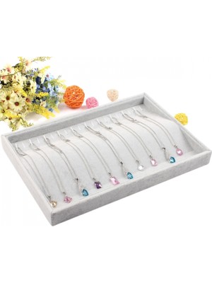 Özer Kutu Zincir & Bileklik Takı Tablası  Gri Süet