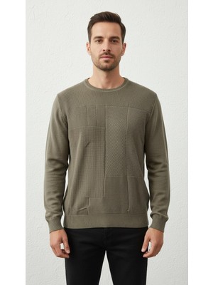 Nakşi Giyim Erkek Çizgili Bisiklet Yaka Triko Kazak