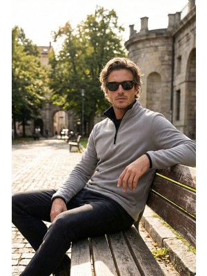 Buratti Slim Fit Yarım Fermuarlı Dik Yaka Soğuk Geçirmez Polar Erkek POLAR 5906003