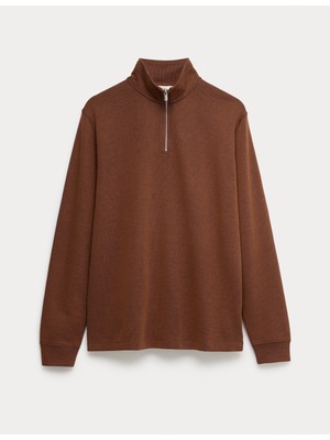 Marks & Spencer Pamuklu Karışımlı Yarım Fermuarlı Sweatshirt