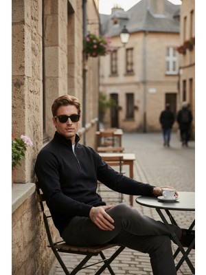 Buratti Pamuklu Relaxed Fit Yarım Fermuarlı Dik Yaka Sweat Erkek Sweat 5901232