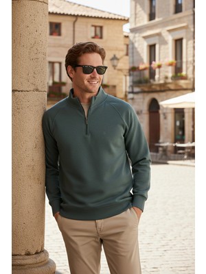 Buratti Pamuklu Relaxed Fit Yarım Fermuarlı Dik Yaka Sweat Erkek Sweat 5901232