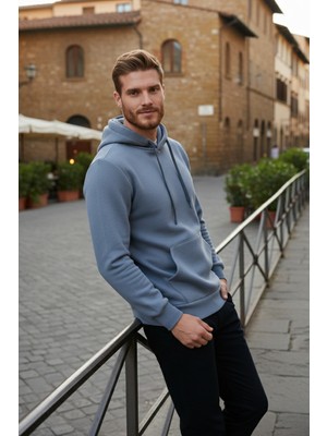 Buratti Slim Fit Kapüşonlu Kanguru Cepli İçi Tüylü Yumuşak Şardonlu Sweat Erkek SWEAT 5905281