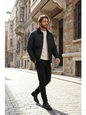 Buratti Kapitoneli Regular Fit Kadife Detaylı Mont Erkek Mont 497LEROY