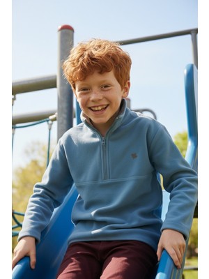 Lela Yumuşak Dokulu Fermuarlı Dik Yaka Şardonlu Kışlık Polar Unisex Çocuk Polar 5905002