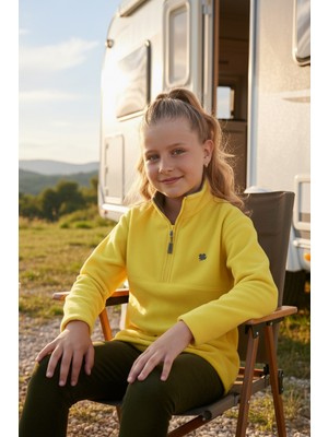 Lela Yumuşak Dokulu Fermuarlı Dik Yaka Şardonlu Kışlık Polar Unisex Çocuk Polar 5905002