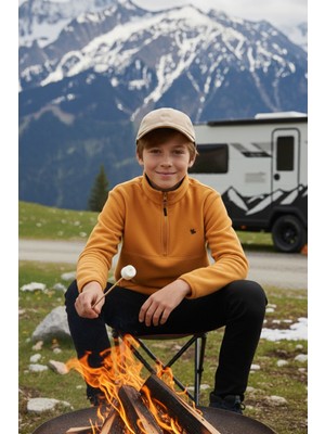 Lela Yumuşak Dokulu Fermuarlı Dik Yaka Şardonlu Kışlık Polar Unisex Çocuk Polar 5905002