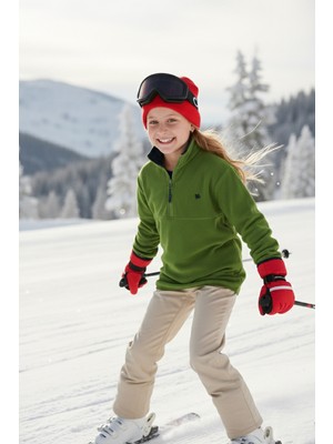 Lela Yumuşak Dokulu Fermuarlı Dik Yaka Şardonlu Kışlık Polar Çocuk Polar 5905002