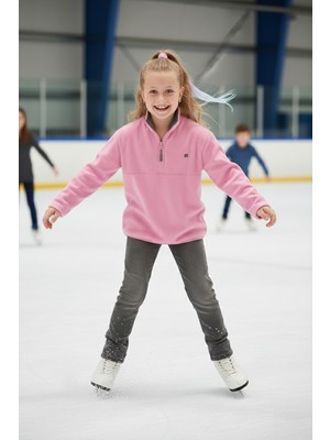 Lela Yumuşak Dokulu Fermuarlı Dik Yaka Şardonlu Kışlık Polar Çocuk Polar 5905002