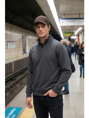 Buratti Pamuklu Regular Fit Yarım Fermuarlı Dik Yaka Sweat Erkek Sweat 5905470