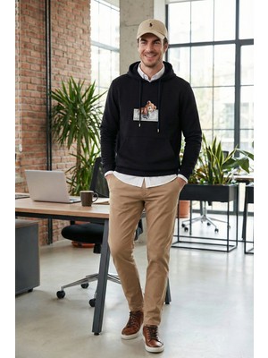 Buratti Pamuklu Regular Fit Baskılı Kanguru Cepli Kapüşonlu Sweat Erkek Sweat 6141004B