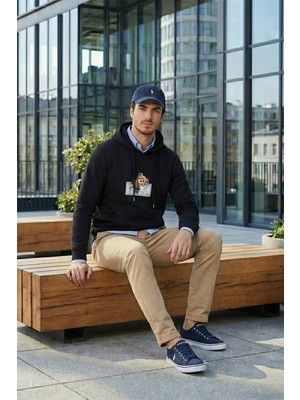 Buratti Pamuklu Regular Fit Baskılı Kanguru Cepli Kapüşonlu Sweat Erkek Sweat 6141004B