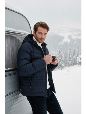 Buratti Kapüşonlu Fermuarlı Cepli Slim Fit Mont Erkek Mont 6490001
