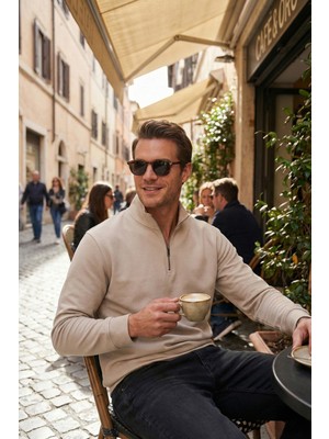 Buratti Pamuklu Regular Fit Yarım Fermuarlı Dik Yaka Sweat Erkek Sweat 5905470