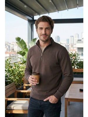 Buratti Pamuklu Regular Fit Yarım Fermuarlı Dik Yaka Sweat Erkek Sweat 5905470