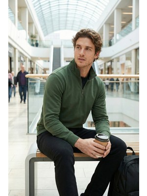 Buratti Pamuklu Regular Fit Yarım Fermuarlı Dik Yaka Sweat Erkek Sweat 5905470