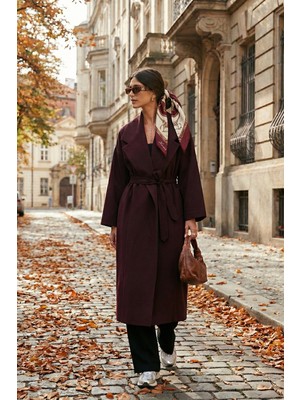 Lela Oversize Fit Kruvaze Yaka Kuşaklı Astarlıtrençkot Bayan Trençkot 6839617