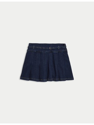 Marks & Spencer Mini Denim Plise Etek (2–16 Yaş)