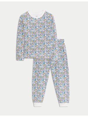 Marks & Spencer Saf Pamuklu Çiçek Desenli Pijama Takımı