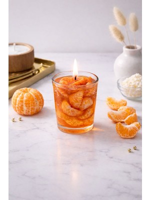 Flow Home Dekoratif Portakal Kokulu Lüks Jel Mum & El Yapımı Mum, Şık Ev Hediyesi,ev Süsü 330 G