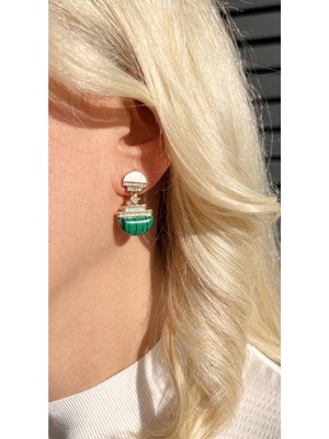 Zirkon Taşlı Yeşil Küpe