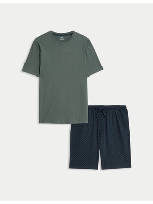 Marks & Spencer Pure Cotton Geometrik Desenli Pijama Takımı