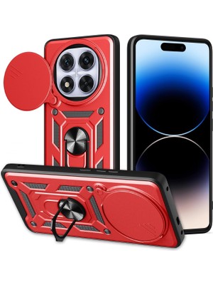 Kip GSM Xiaomi Redmi Note 14 Pro 4g Uyumlu Kılıf Sürgülü Yüzüklü Standlı Darbe Emici Tank Kapak
