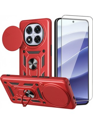 Kip GSM Xiaomi Redmi Note 14 Pro Plus 5g Ekran Koruyucu+Kılıf Sürgülü Yüzüklü Standlı Darbe Emici Tank Kapak