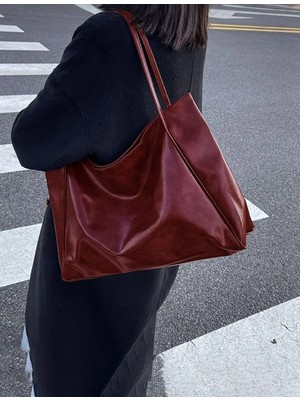 Özüm Takı Çanta Kadın Büyük Boy Omuz ve Kol Çantası Bordo