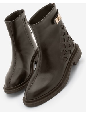 Marjin Kadın Tokalı Arkadan Fermuarlı Günlük Bot Himpa Kahve