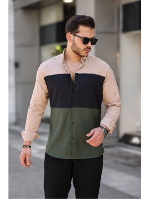 Comstar Üç Renk Slim Fit Likralı Kot Gömlek