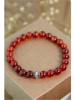 Begün Kırmızı Akik Doğal Taş Bileklik...hediyelik Küre Kesim Akik Bileklik...