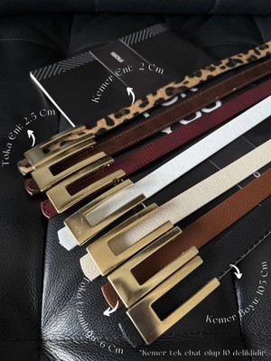 Fiori Tasarım Gold Tokalı Ince Kadın Kemeri, Ceket Kemeri, Gömlek Kemeri, Elbise Kemeri