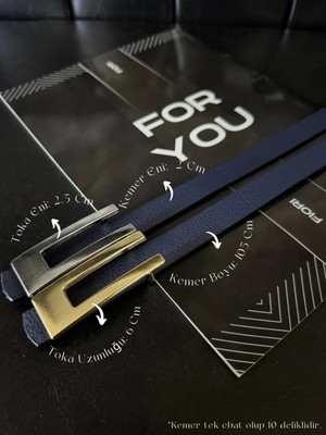 Fiori 2'li Tasarım Tokalı Ince Kadın Kemeri, Ceket Kemeri, Gömlek Kemeri, Elbise Kemeri