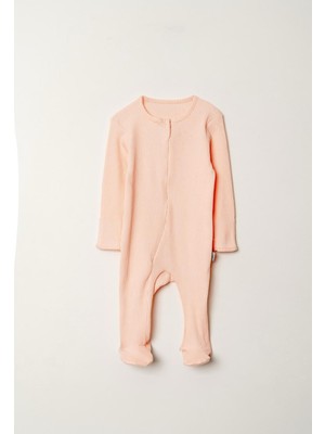 Bubito Gizli Fermuarlı Tam Ayaklı Pamuklu Bebek Tulum-Pembe