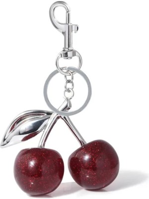 Kadın Kiraz Çanta Chram Anahtarlık Gümüş