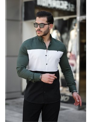 Comstar Üç Renk Slim Fit Likralı Kot Gömlek