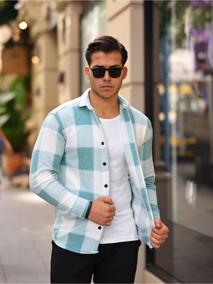 Comstar Erkek Kare Desen Polar Rahat Kalıp Gömlek