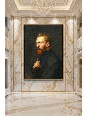 Wallivo Vincent Van Gogh Otoportre Gold Metal Çerçeveli Kanvas Tablo