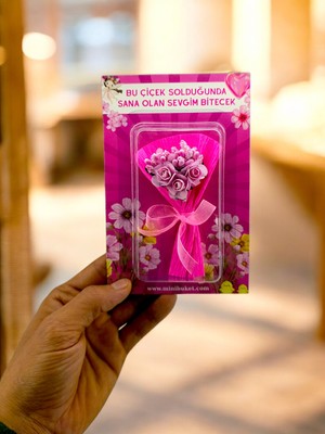 İnci Sepette Mini Buket Aynasız Yazılı Love Flowers 2.nesil Çiçek Buketi