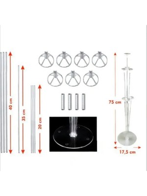 Zenviva Ayaklı Balon Standı 7li Set, 7 Adet Mor, Pembe Balon