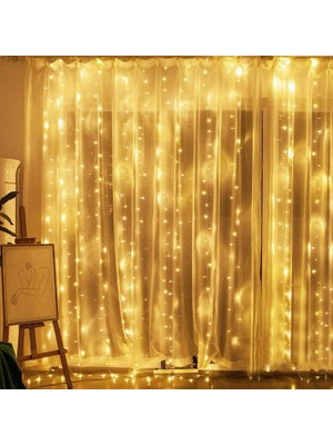 Horasan Ticaret ✨ 3x3 Metre Perde LED Işık – Sarı (Gün Işığı) Dekoratif Işık