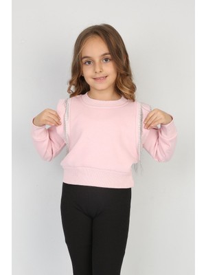 Moresun Üç Iplik Şardonlu Omuz Detaylı Kız Çocuk Günlük Crop Sweatshirt
