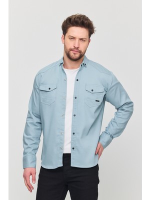 YXC Trend Maker Slim Fit Erkek Dar Kesim Pamuklu Kot Gömlek