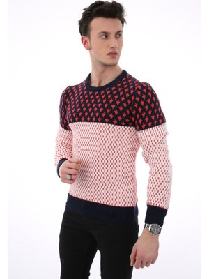 Moresun Erkek Kalp Desenli Sıfır Yaka Günlük Triko Kazak