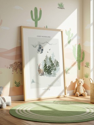 Fuart.Co Orman Haritası Dijital Baskı Çocuk Odası Posteri (Çerçevesiz) DAFU